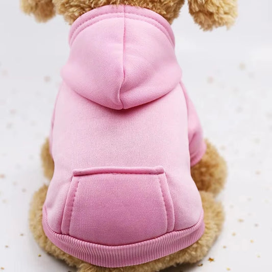 Fashion Dog Clothing Autumn and Winter Small Pet Clothes Thickening Warm Solid Color Two-Feet Hooded Wweater Casual Pet Products