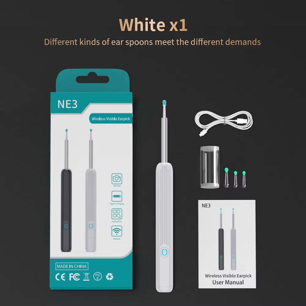 NE3 Ear Cleaner High Precision Ear Wax Removal Tool with Camera LED Light Wireless Otoscope Smart Ear Cleaning Kit Best Gift