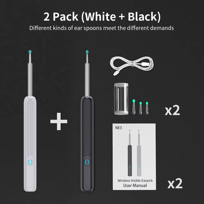 NE3 Ear Cleaner High Precision Ear Wax Removal Tool with Camera LED Light Wireless Otoscope Smart Ear Cleaning Kit Best Gift