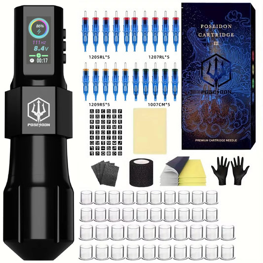 Tattoo Kit  New Cool Tattoo Pen Kit for Permanent Makeup Tattoo Machine Kit Wireless Tattoo Power Supply Tattoo Gun Kit